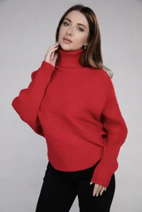 Zenana Viscose Dolman Sleeve Turtleneck Sweater