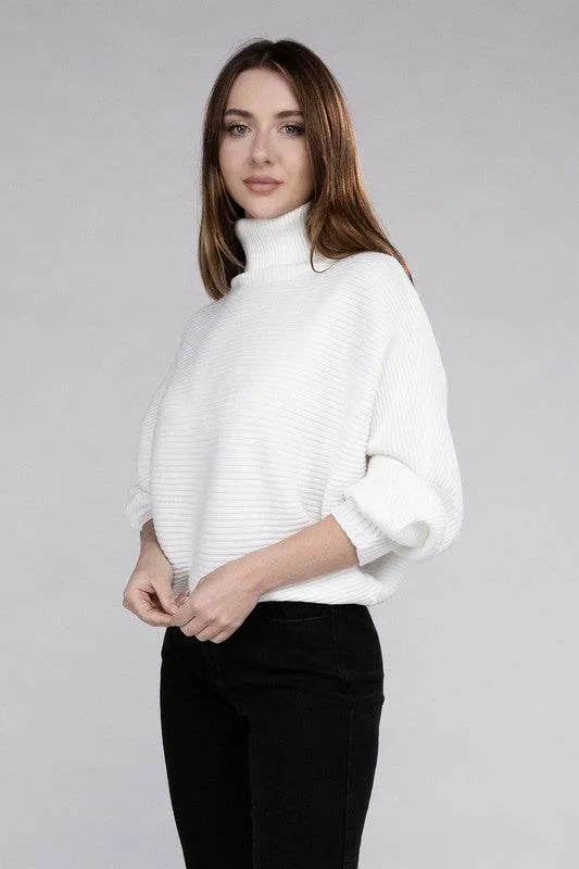 Zenana Viscose Dolman Sleeve Turtleneck Sweater