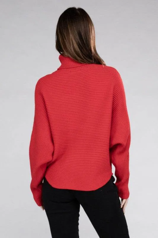 Zenana Viscose Dolman Sleeve Turtleneck Sweater