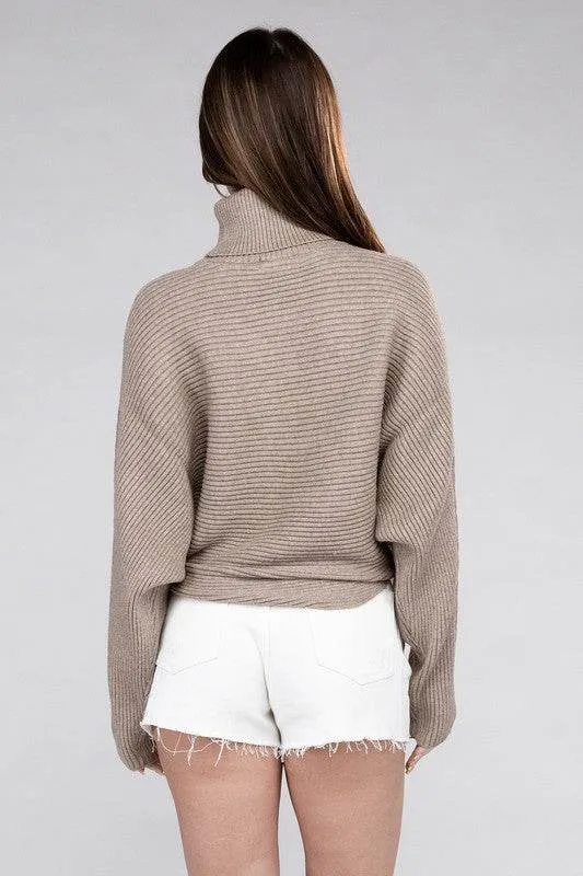 Zenana Viscose Dolman Sleeve Turtleneck Sweater